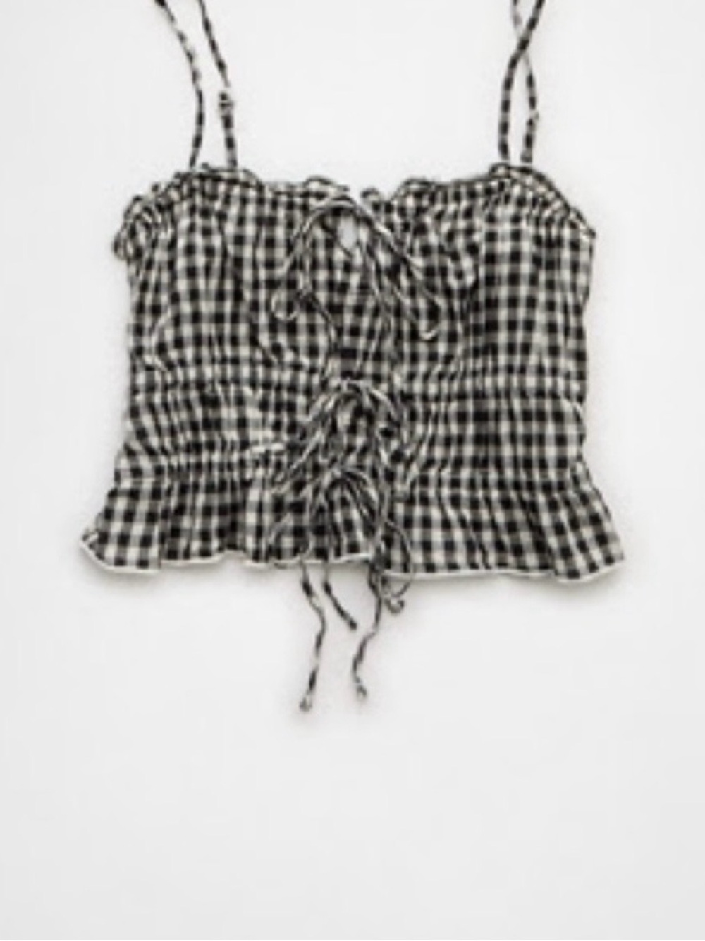 American Eagle Outfitters Black and White Gingham Tie-Front Cami